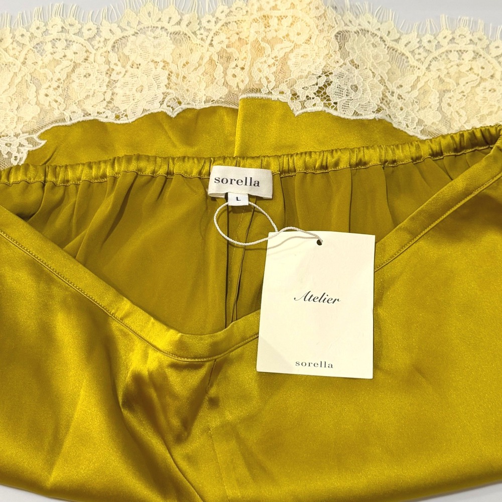NWT Sorella Rosa Silk Lace Trim Short in Mango - Size Large - Picture 6 of 6